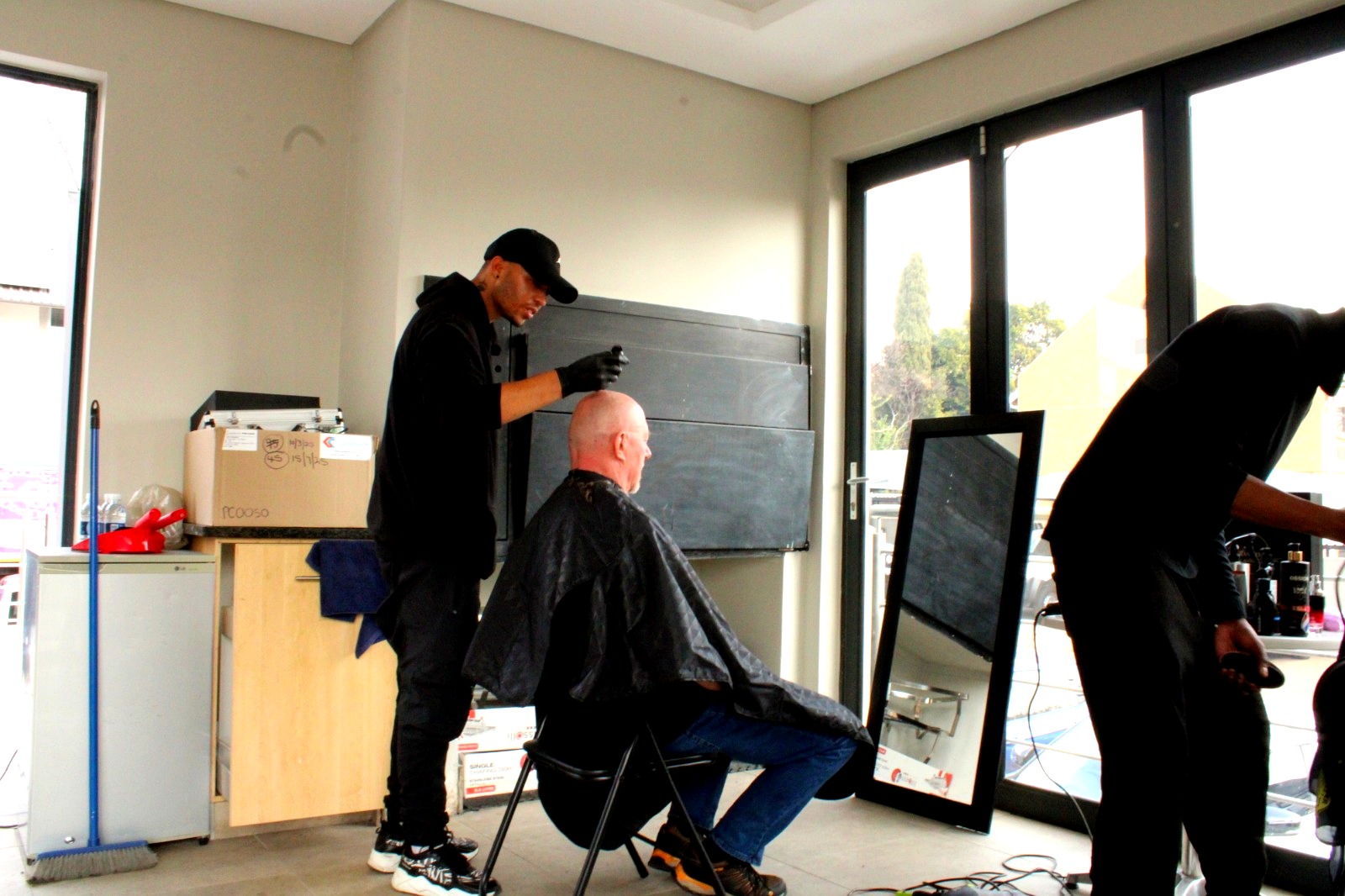 Barber trimming fade